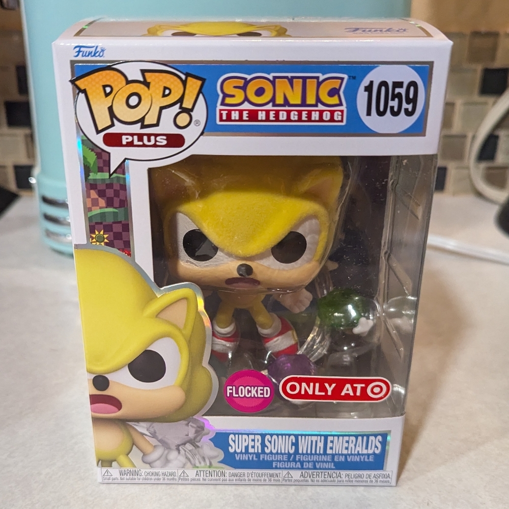 Funko Pop! Super Sonic with Emeralds #1059 Flocked Target Exclusive